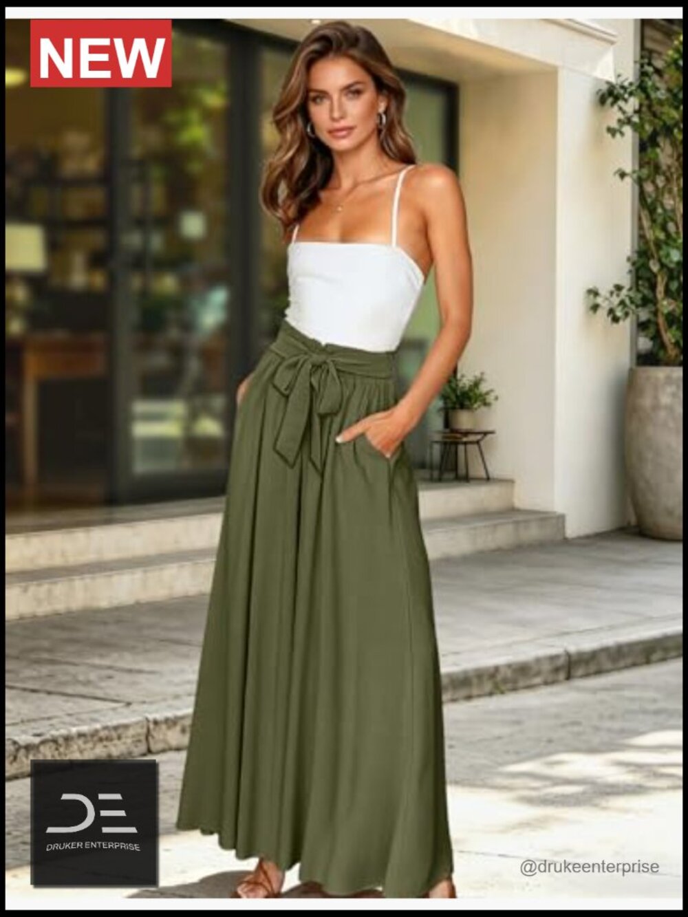 Wide Leg Pants High Waisted Floral Boho Palazzo Culottes Flow Tie Knot Pockets - Picture 4 of 6